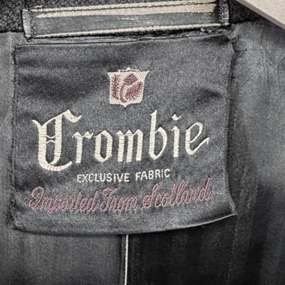 VTG Crombie Tweed Overcoat 48 Men's Blk Heavy Wool Overcoat *read* - Picture 2 of 16